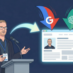 Man Talking and Web Page