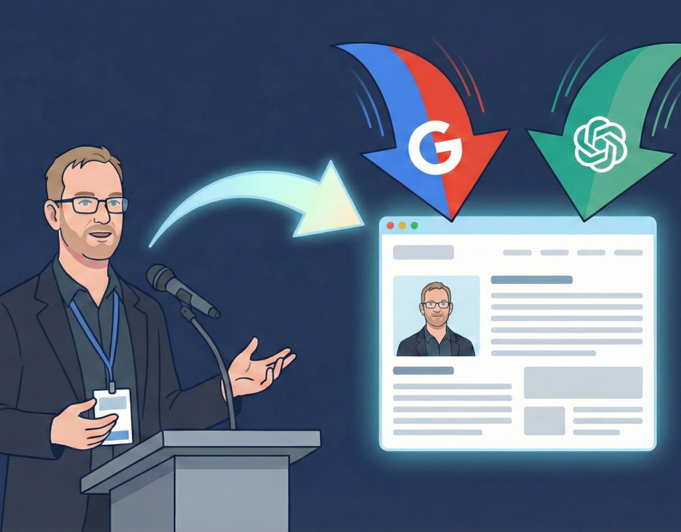 Man Talking and Web Page